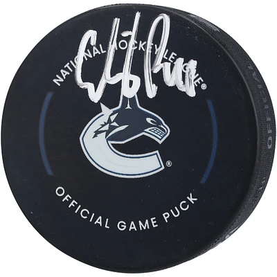 Rondelle de match officielle autographiée par Elias Pettersson des Canucks de Vancouver