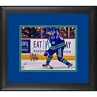Elias Pettersson Vancouver Canucks Framed Autographed 8" x 10" Blue Jersey Shooting Photograph