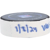 Elias Pettersson Vancouver Canucks Game-Used Goal Puck vs. New York Rangers on January 8, 2024 - Second of Two Goals Scored