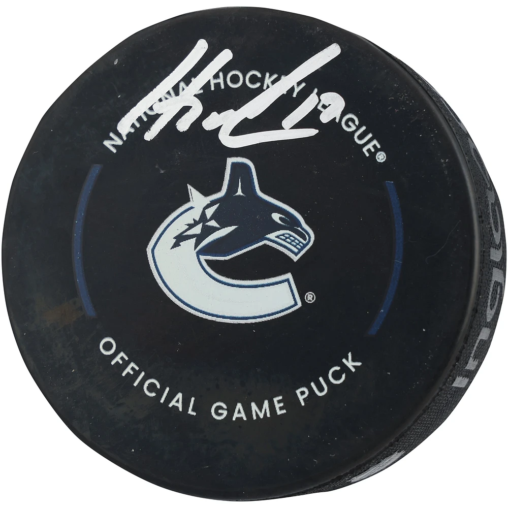 Filip Hronek Vancouver Canucks Autographed Official Game Puck