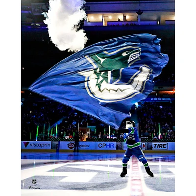 Fin The Whale Vancouver Canucks Unsigned Waving Flag Photograph