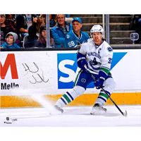 Henrik Sedin Vancouver Canucks Autographed 16" x 20" White Jersey Stopping Photograph