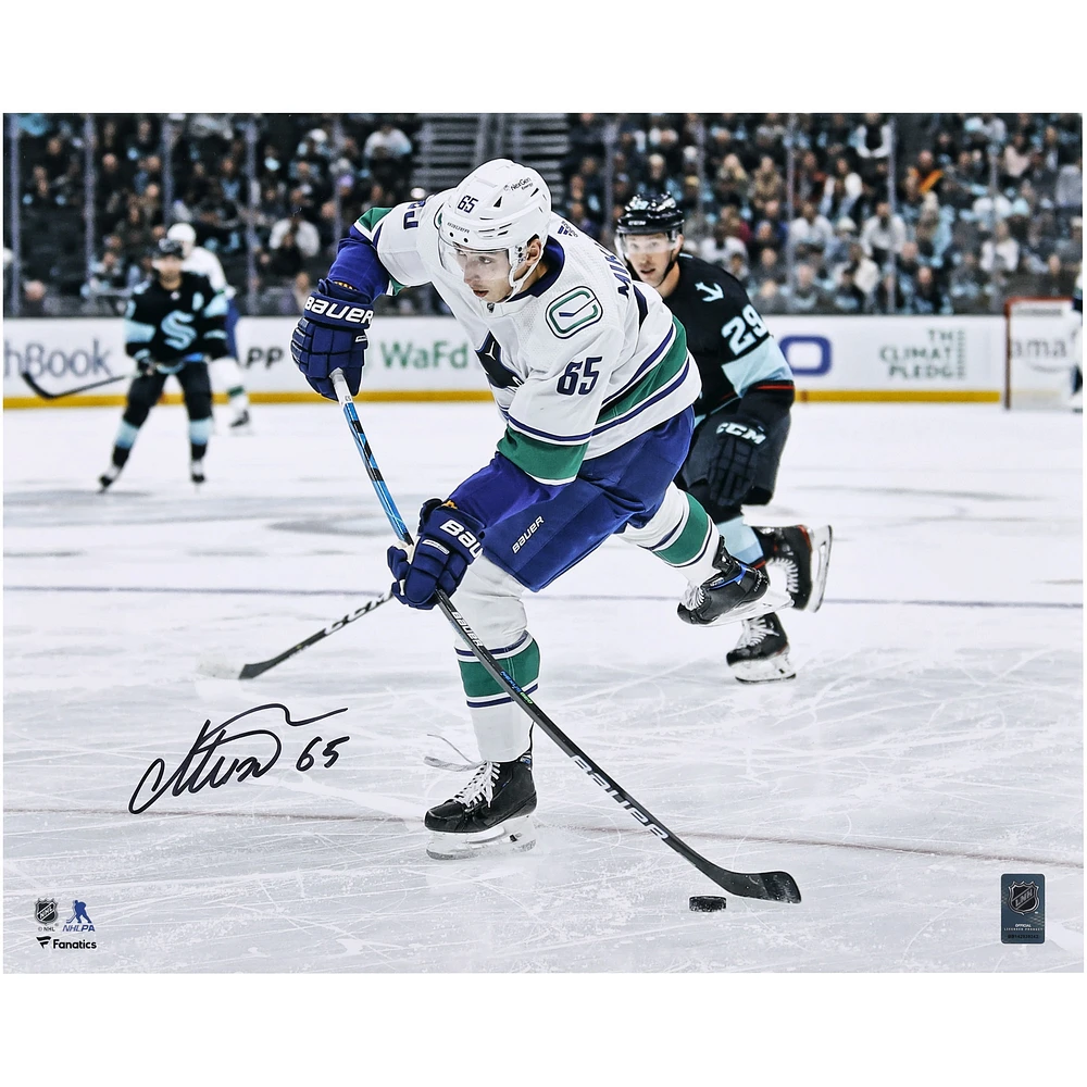 Ilya Mikheyev Vancouver Canucks Autographed 16" x 20" White Jersey Shooting Photograph