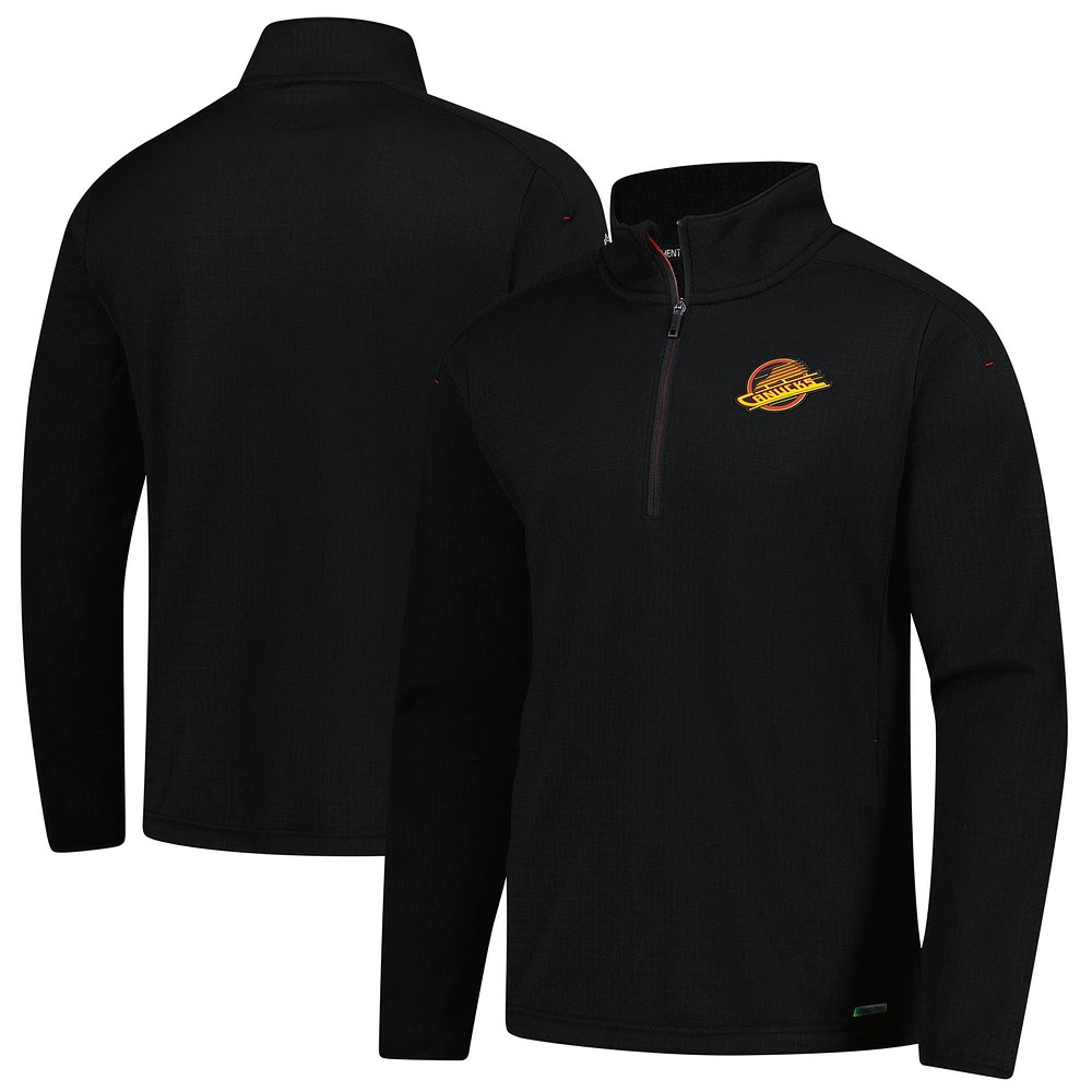 Veste polaire à glissière quart de tour Authentic Pro noire des Vancouver Canucks Fanatics pour homme
