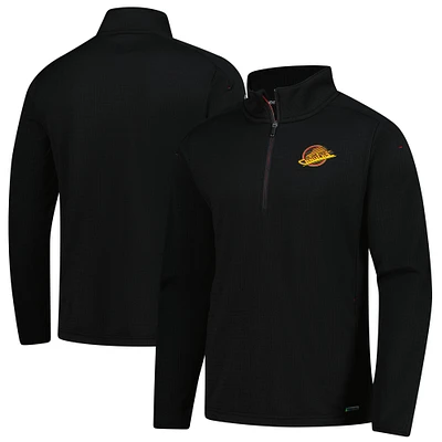 Veste polaire à glissière quart de tour Authentic Pro noire des Vancouver Canucks Fanatics pour homme