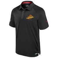 Polo authentique Pro Fanatics noir pour homme des Vancouver Canucks