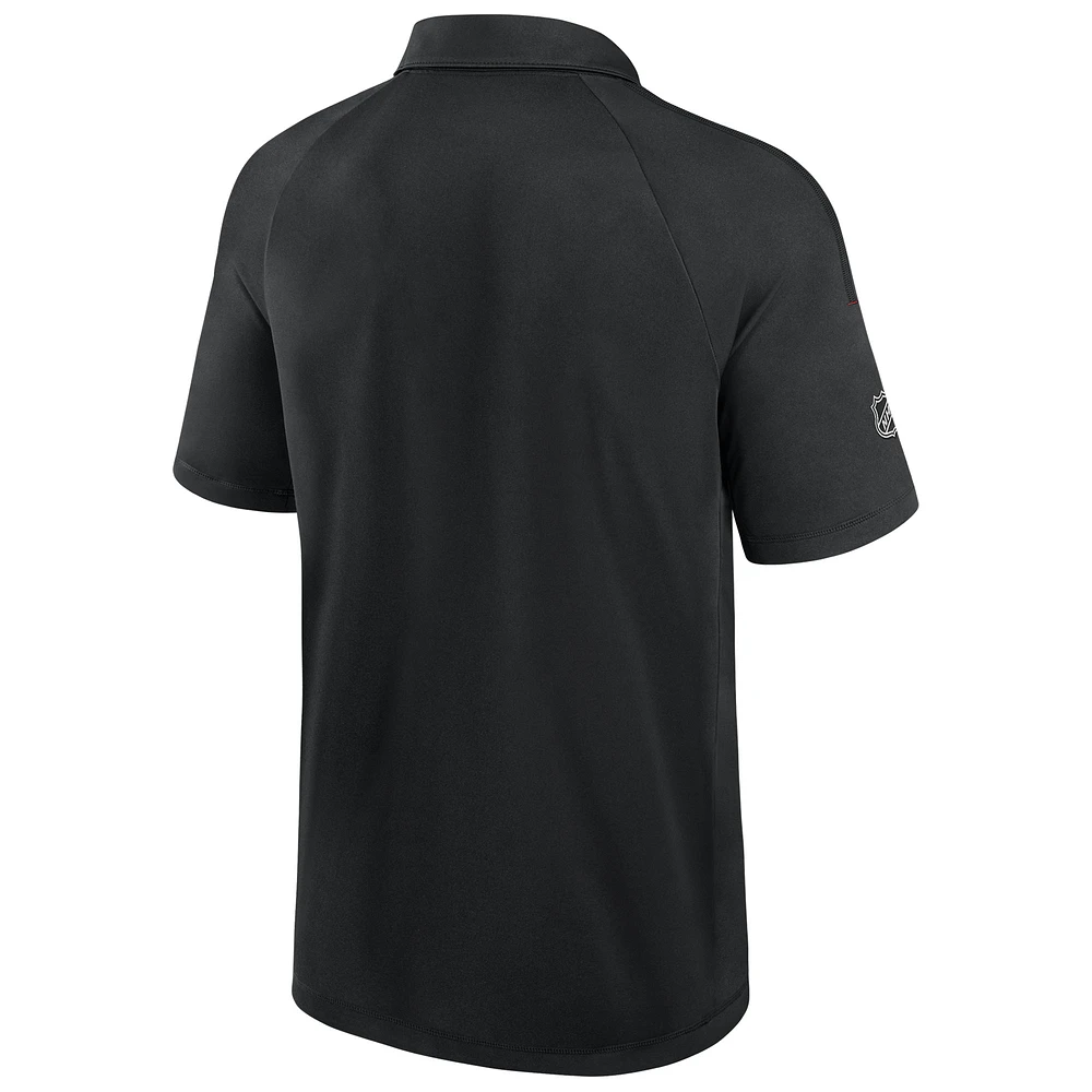 Polo authentique Pro Fanatics noir pour homme des Vancouver Canucks