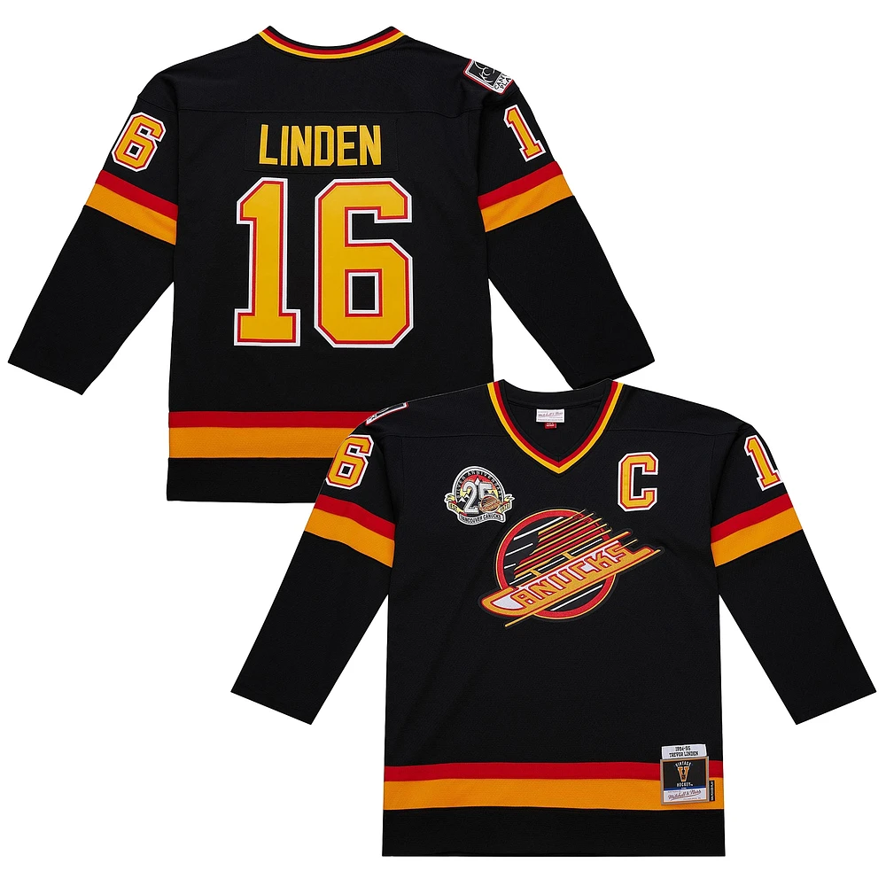 Men's Mitchell & Ness Trevor Linden Black Vancouver Canucks 1994/95 Captain Patch Power Play Throwback Jersey