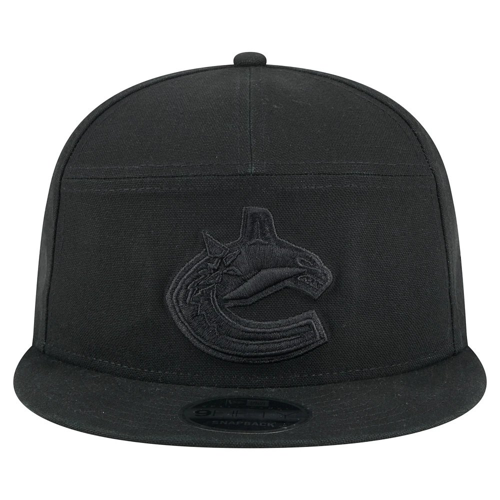 Casquette snapback 9FIFTY en toile noire New Era pour homme des Canucks de Vancouver