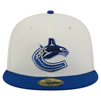 Casquette ajustée bicolore chromée 59FIFTY blanche des Vancouver Canucks de New Era pour homme