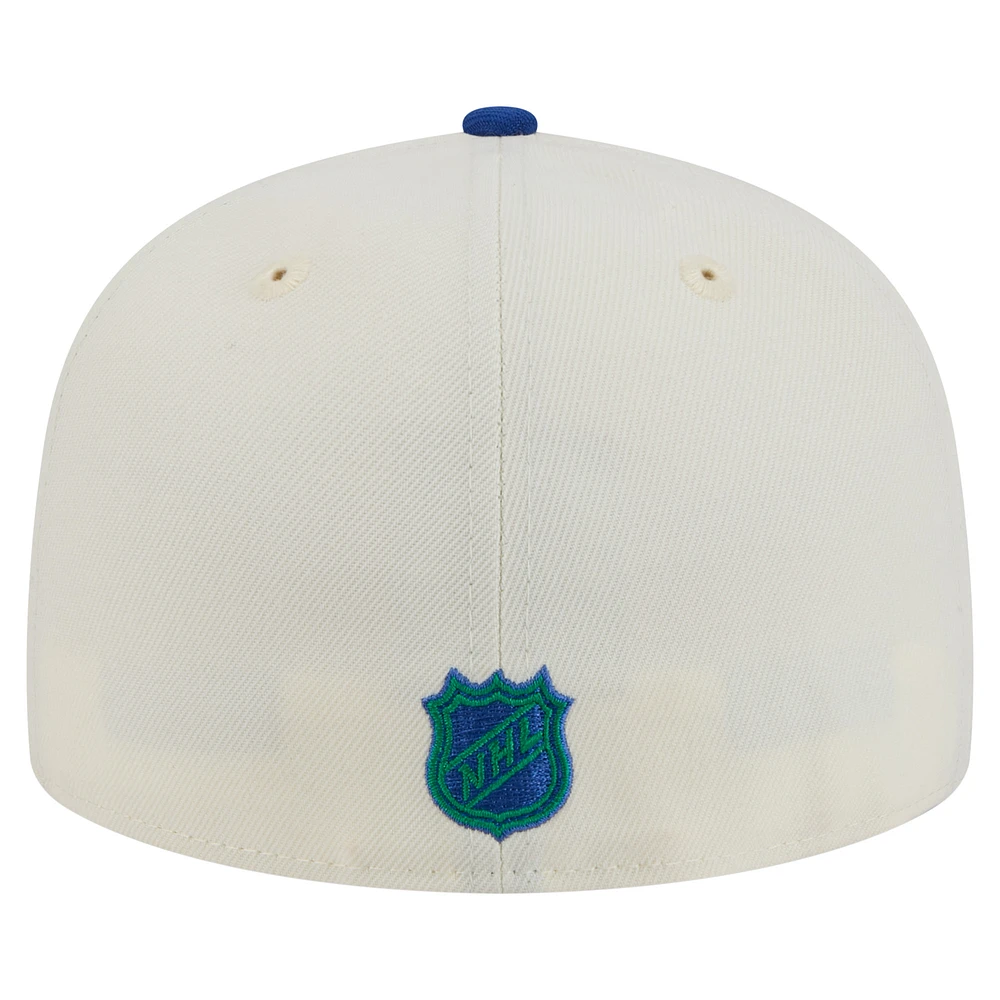 Casquette ajustée bicolore chromée 59FIFTY blanche des Vancouver Canucks de New Era pour homme