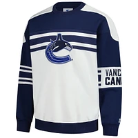 Men's Starter  White Vancouver Canucks Defense Fleece Crewneck Pullover Sweatshirt