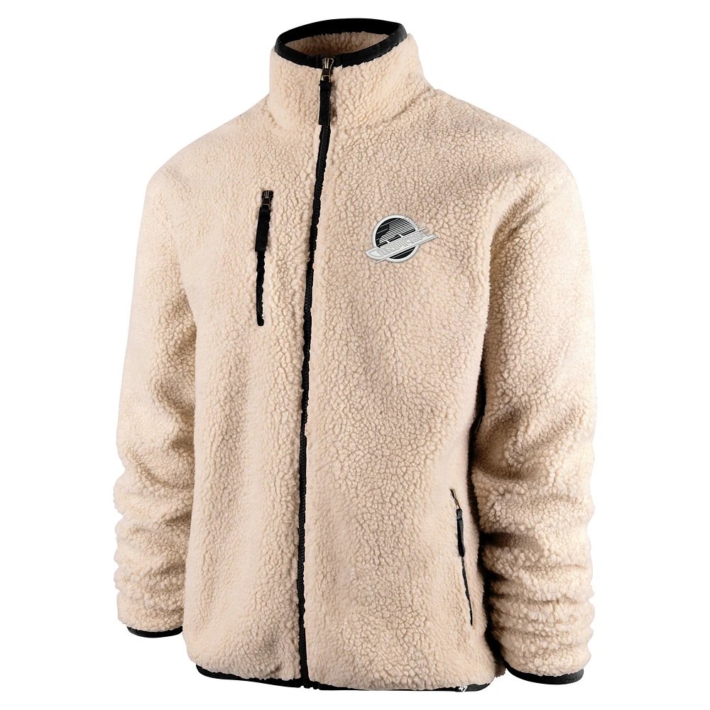 Veste entièrement zippée '47 Oatmeal Vancouver Canucks Stowe Sherpa pour hommes