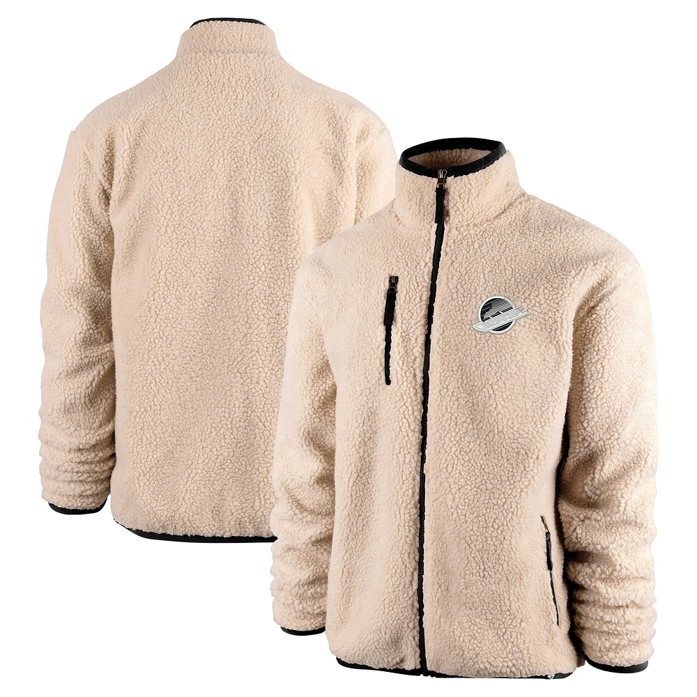 Men's '47 Oatmeal Vancouver Canucks Stowe Sherpa Full-Zip Jacket