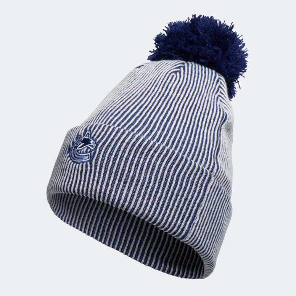 Adidas Blue Vancouver Canucks Stripe pour homme - Bonnet en tricot à revers