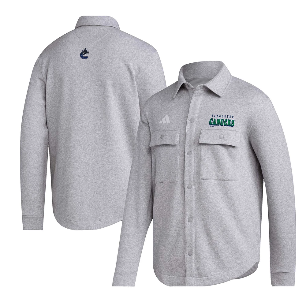 Veste à capuche boutonnée Unitefit des Canucks de Vancouver adidas pour hommes, gris