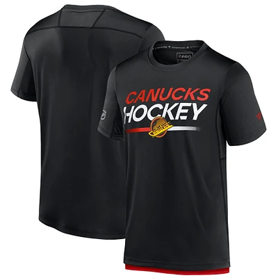T-shirt authentique Pro Tech Fanatics pour homme, noir, Vancouver Canucks