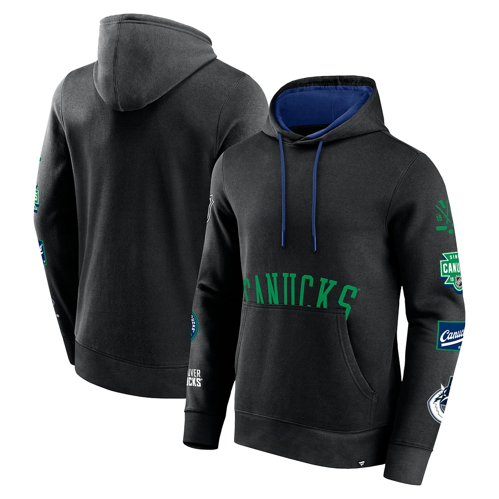 Men's Fanatics Black Vancouver Canucks Wild Winner Pullover Hoodie