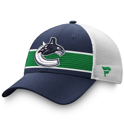 Casquette de camionneur ajustable et structurée Vancouver Canucks 2020 NHL Draft Authentic Pro de marque Fanatics pour homme, bleu/vert