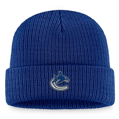 Fanatics Blue Vancouver Canucks Repêchage 2022 de la LNH pour hommes - Bonnet en tricot à revers professionnel authentique