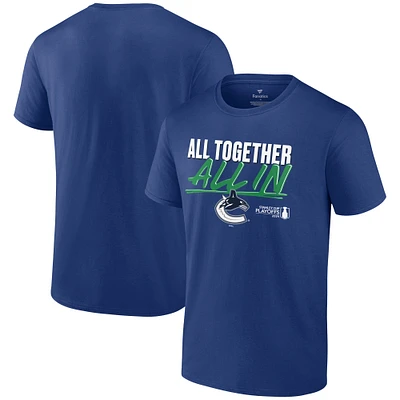 T-shirt bleu fanatiques pour hommes avec slogan des séries éliminatoires de la Coupe Stanley 2024 Canucks Vancouver