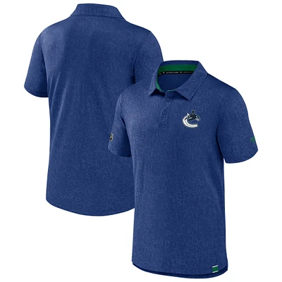 Men's Fanatics Blue Vancouver Canucks Authentic Pro Jacquard Polo