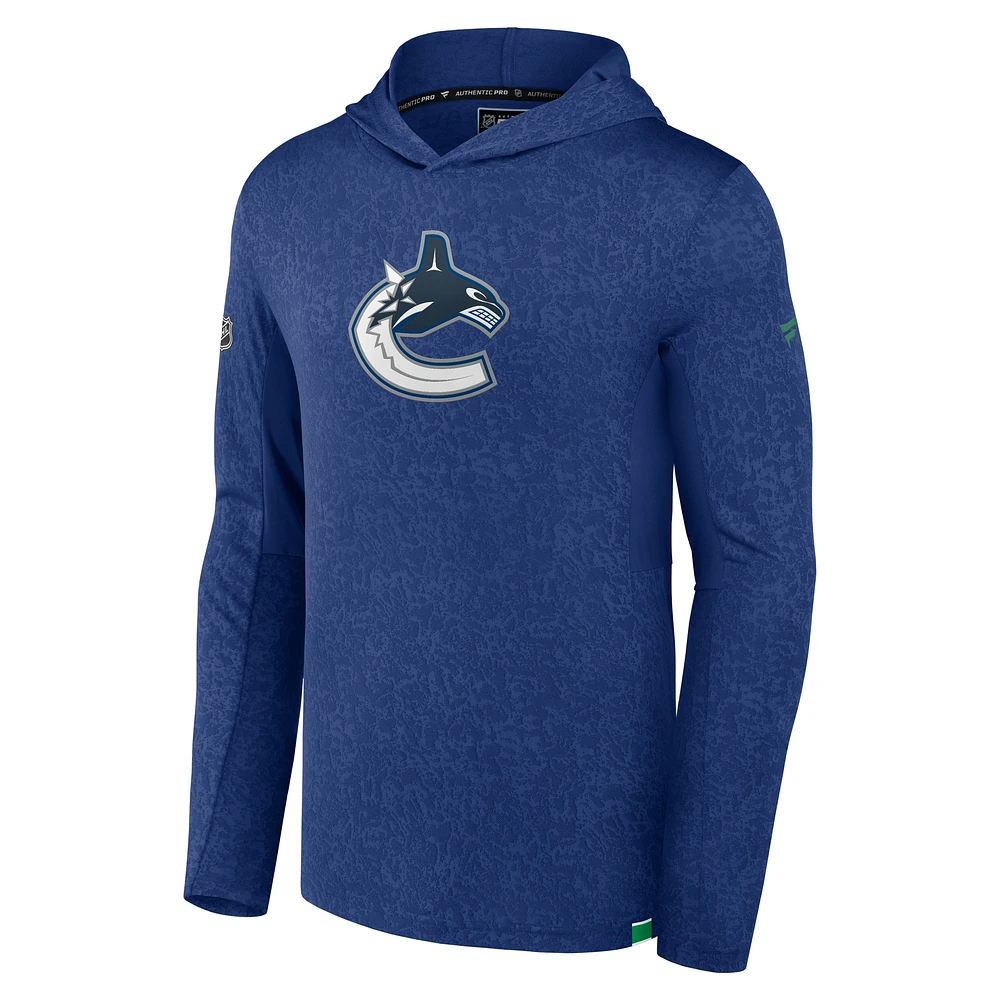 Men's Fanatics Blue Vancouver Canucks Authentic Pro Lightweight Pullover Hoodie