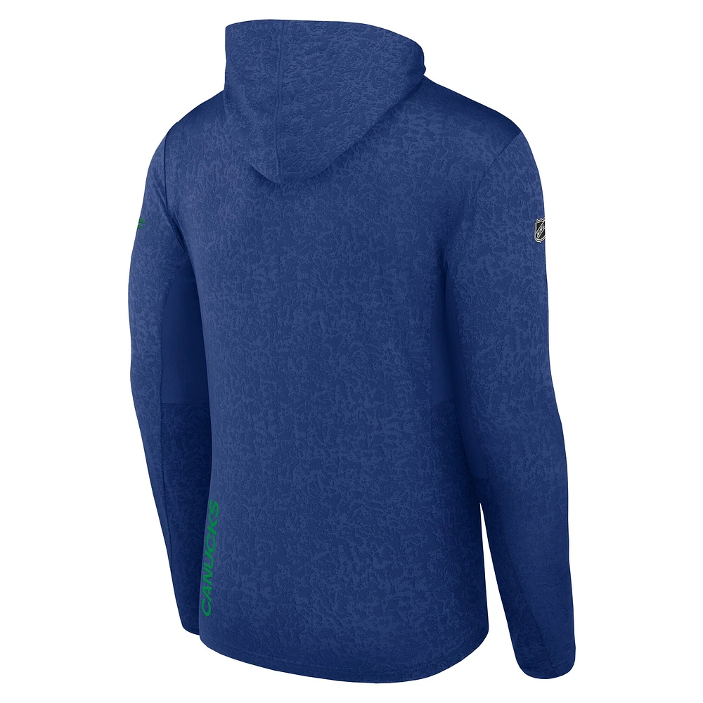 Men's Fanatics Blue Vancouver Canucks Authentic Pro Lightweight Pullover Hoodie