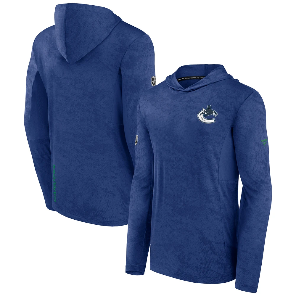 Men's Fanatics Blue Vancouver Canucks Authentic Pro - Pullover Hoodie