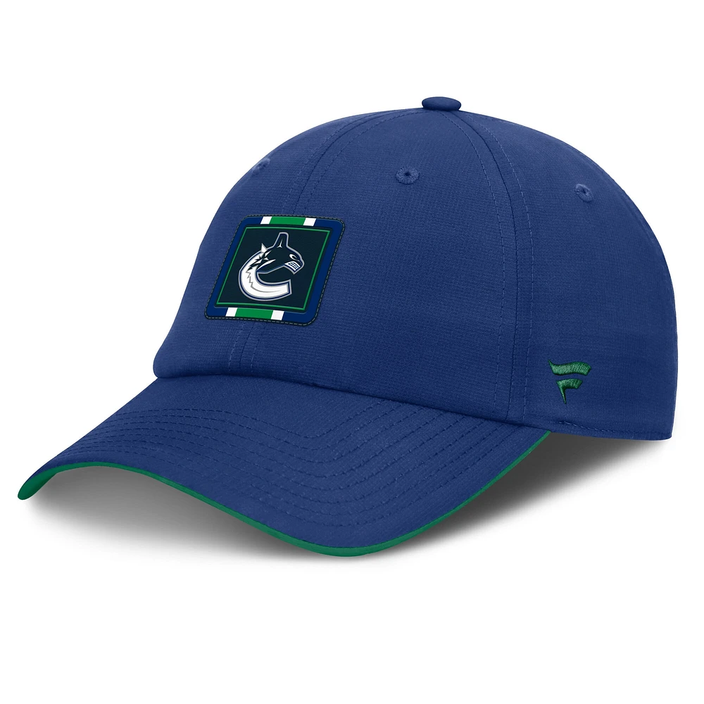 Casquette ajustable authentique Pro Rink Pinnacle des Canucks de Vancouver pour hommes Fanatics Blue