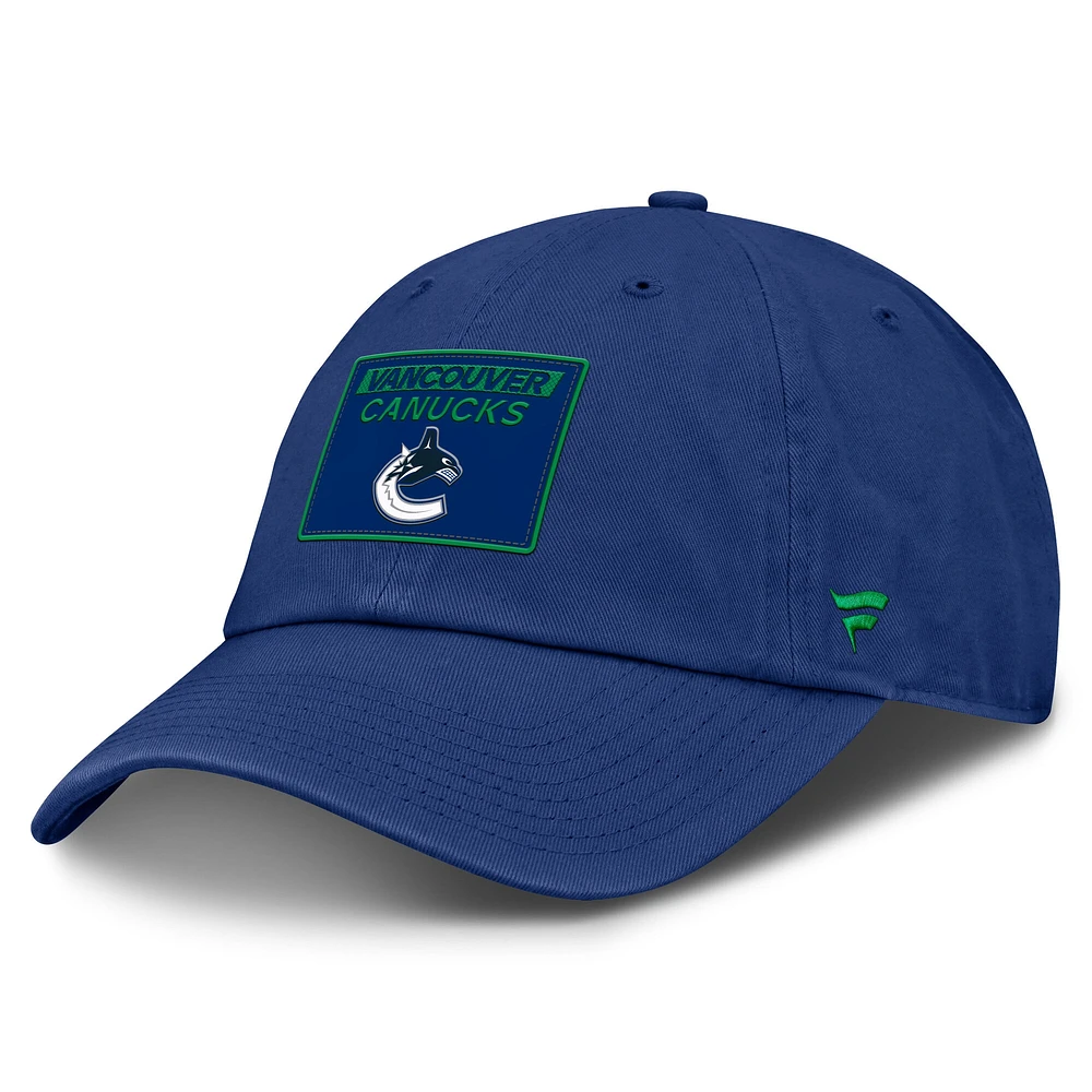 Casquette ajustable authentique Pro Rink Prime des Canucks de Vancouver pour hommes Fanatics Blue