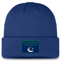 Bonnet en tricot à revers authentique Pro Rink Prime des Canucks de Vancouver bleu Fanatics pour homme