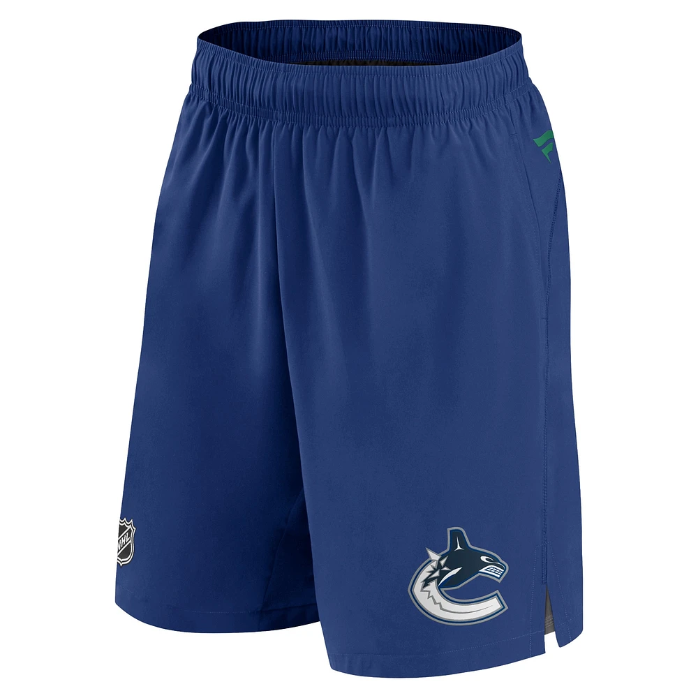 Fanatics bleu Vancouver Canucks Authentic Pro Tech pour hommes - Shorts