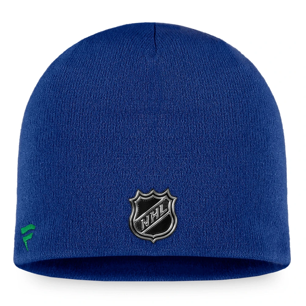 Camp d'entraînement professionnel authentique des Canucks de Vancouver Fanatics bleu pour hommes - Bonnet