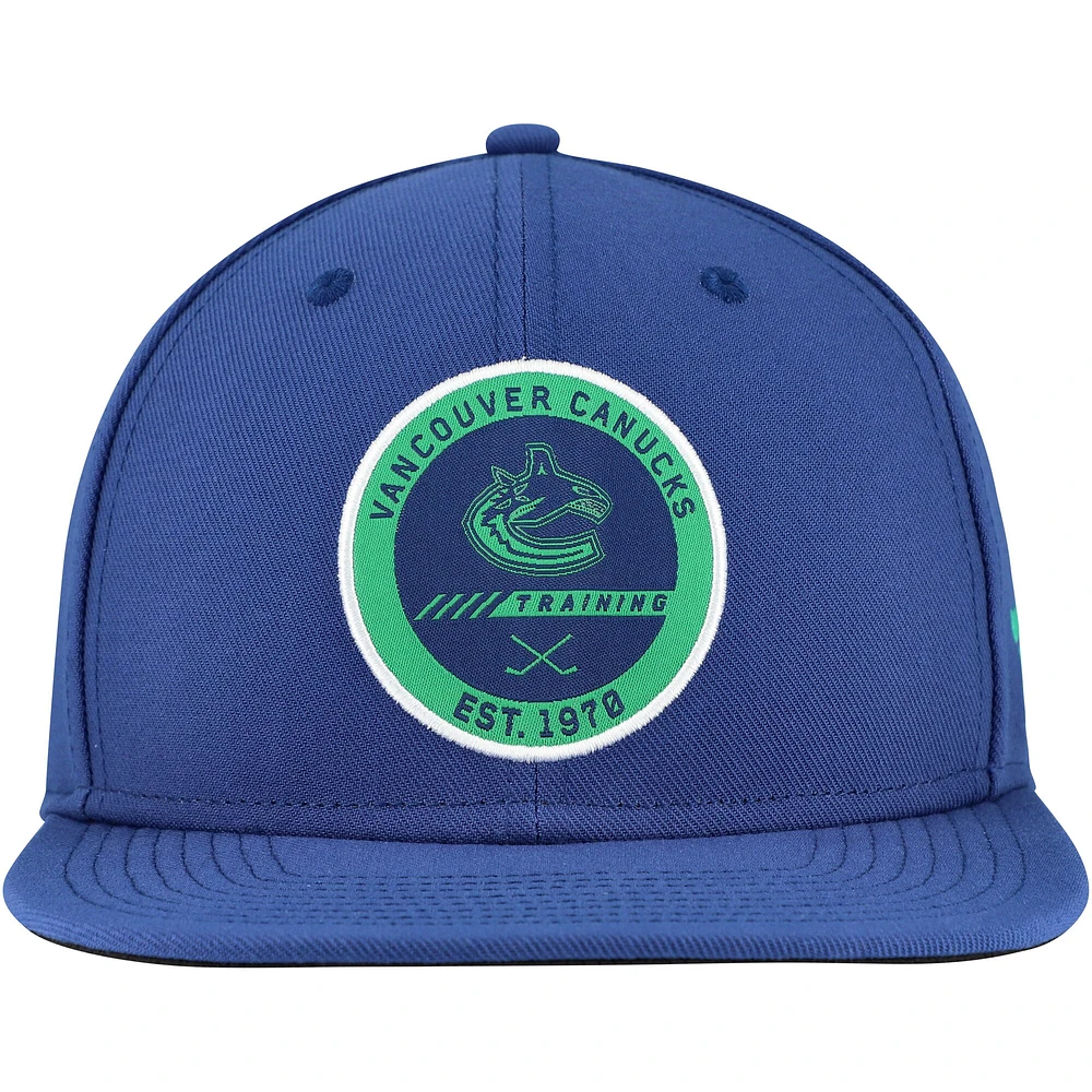 Men's Fanatics Blue Vancouver Canucks Authentic Pro Training Camp Snapback Hat