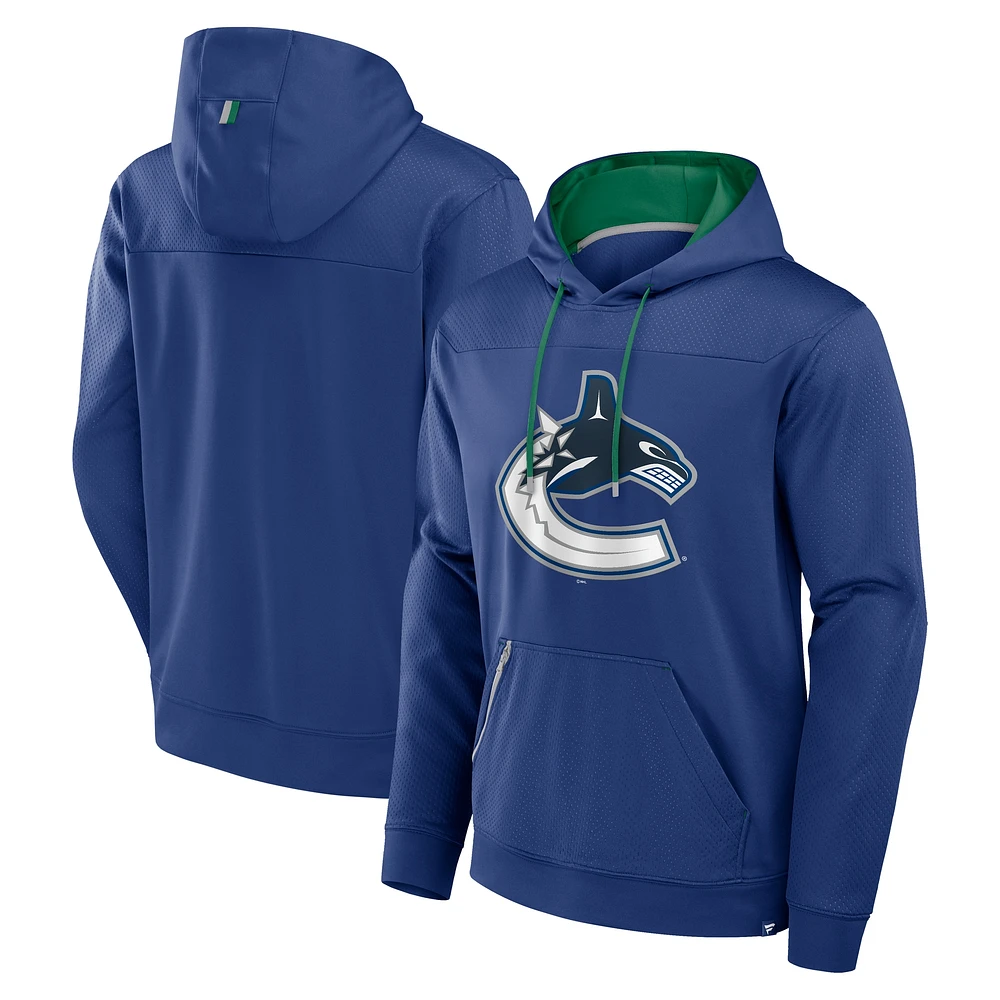 Men's Fanatics  Blue Vancouver Canucks Defender Pullover Hoodie