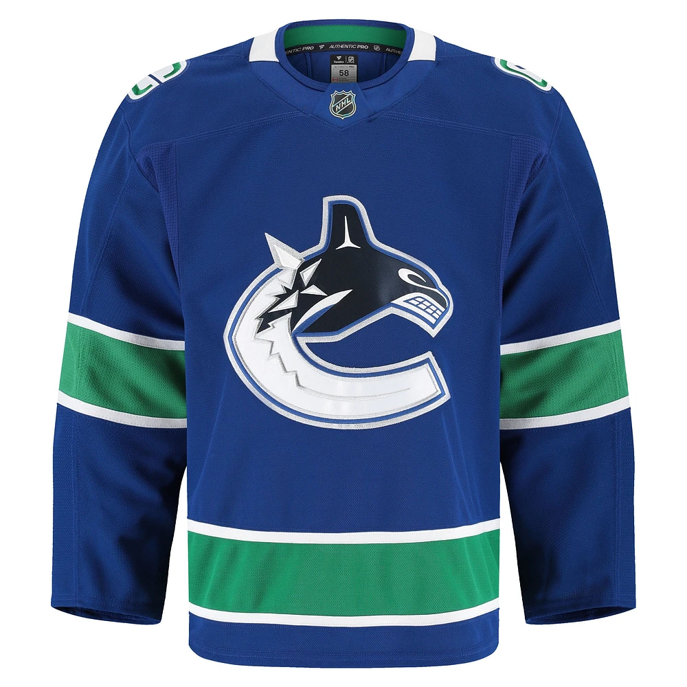 Maillot authentique Pro à domicile bleu Fanatics pour homme des Vancouver Canucks