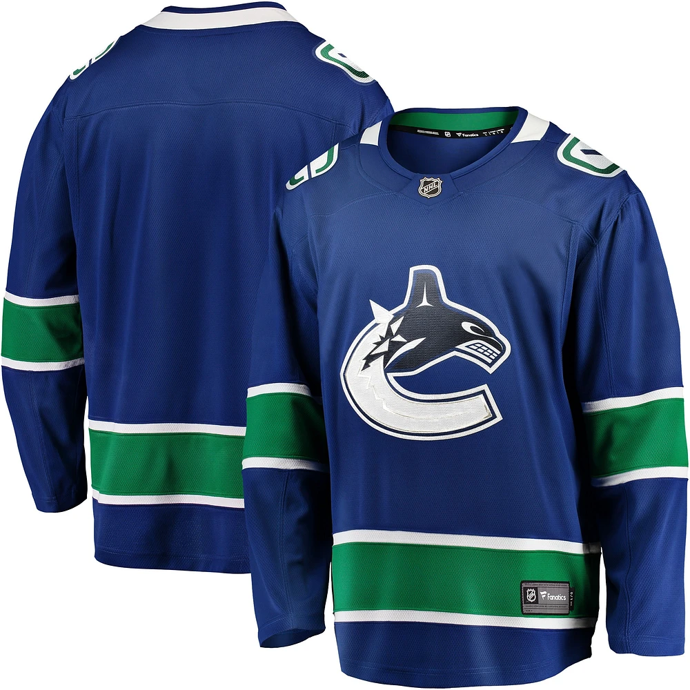 Maillot Breakaway de l'équipe à domicile des Canucks Vancouver Fanatics pour hommes, bleu