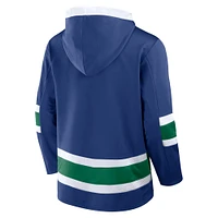 Men's Fanatics  Blue Vancouver Canucks Inside Line Fleece Pullover Hoodie