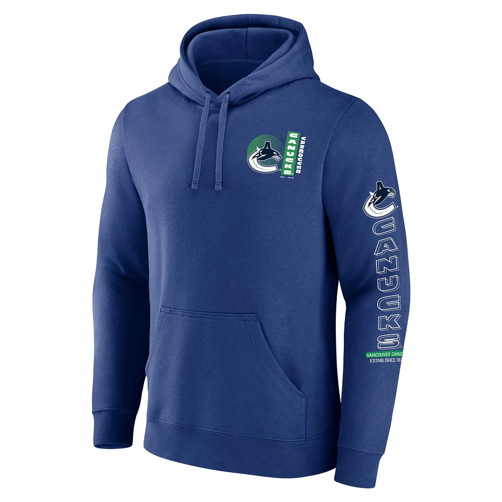 Men's Fanatics Blue Vancouver Canucks Revolution Pullover Hoodie