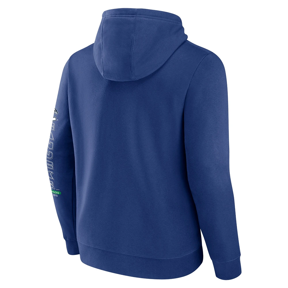 Men's Fanatics Blue Vancouver Canucks Revolution Pullover Hoodie