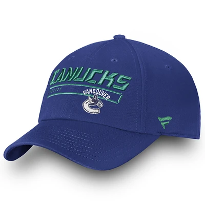 Casquette réglable Fundamental Pro Rinkside de l'équipe authentique des Vancouver Canucks de marque Fanatics pour hommes, bleu