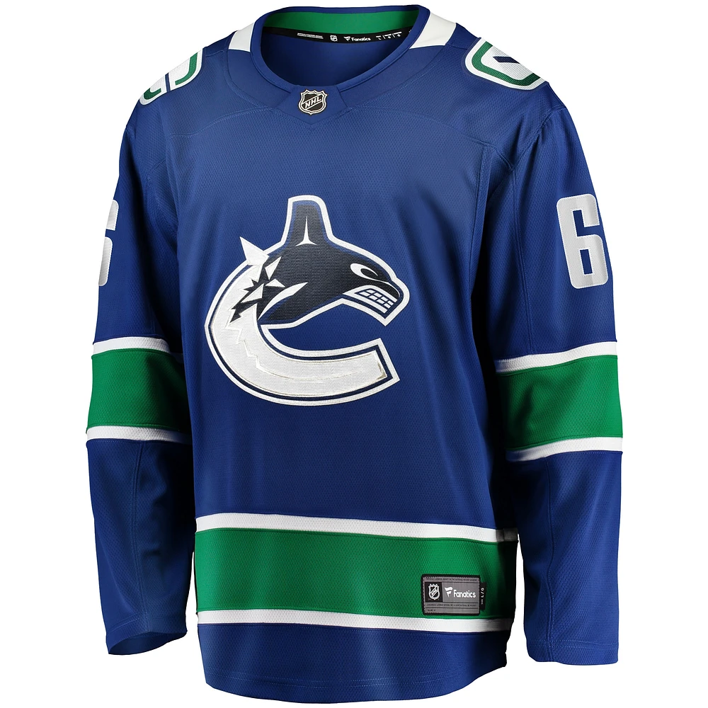 Fanatics pour hommes de marque Brock Boeser Bleu Vancouver Canucks Domicile - Maillot joueur échappé