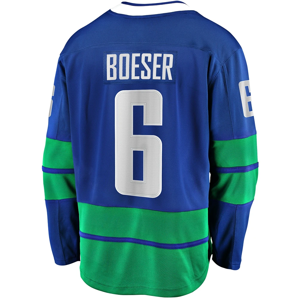 Maillot de joueur première division des Vancouver Canucks Brock Boeser bleu pour hommes Fanatics