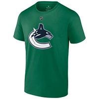 Men's Fanatics Brock Boeser Green Vancouver Canucks Authentic Stack Name & Number T-Shirt