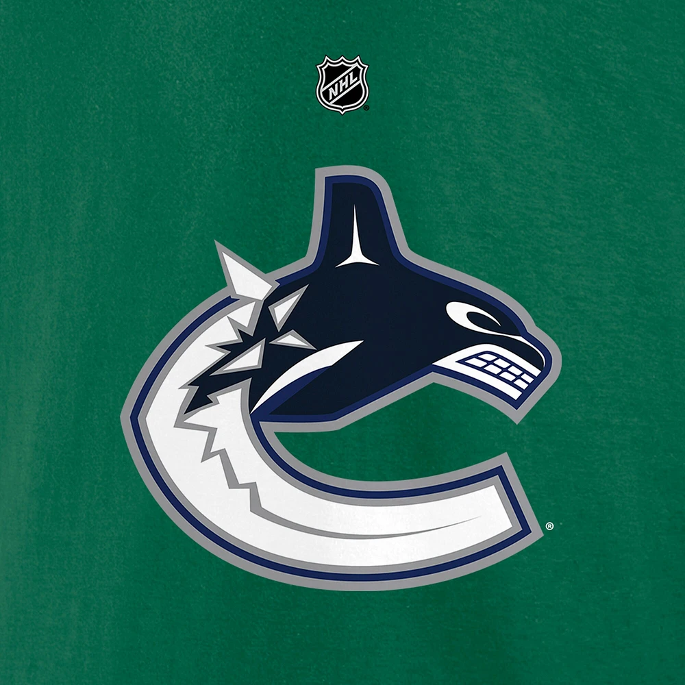 Men's Fanatics Brock Boeser Green Vancouver Canucks Authentic Stack Name & Number T-Shirt
