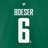 Men's Fanatics Brock Boeser Green Vancouver Canucks Authentic Stack Name & Number T-Shirt
