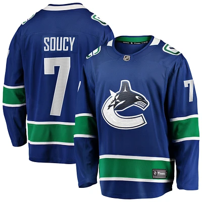 Fanatics pour hommes Carson Soucy bleu Vancouver Canucks Home Premier Breakaway Player - Maillot