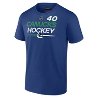 T-shirt avec nom et numéro Fanatics Elias Pettersson pour hommes, bleu, Vancouver Canucks Authentic Pro Prime