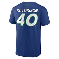 T-shirt avec nom et numéro Fanatics Elias Pettersson pour hommes, bleu, Vancouver Canucks Authentic Pro Prime